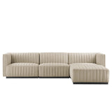 Conjure Channel Tufted Upholstered Fabric 4-Piece Sectional Sofa