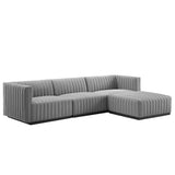 Conjure Channel Tufted Upholstered Fabric 4-Piece Sectional Sofa