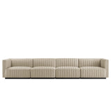 Conjure Channel Tufted Upholstered Fabric 4-Piece Sofa