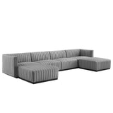 Conjure Channel Tufted Upholstered Fabric 6-Piece Sectional Sofa