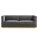 Sanguine Channel Tufted Performance Velvet Modular Sectional Sofa Loveseat