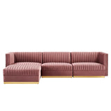 Sanguine Channel Tufted Performance Velvet 4-Piece Modular Sectional Sofa