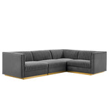 Sanguine Channel Tufted Performance Velvet 4-Piece Right-Facing Modular Sectional Sofa