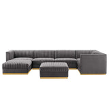 Sanguine Channel Tufted Performance Velvet 7-Piece Right-Facing Modular Sectional Sofa