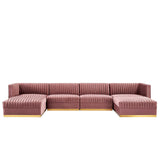 Sanguine Channel Tufted Performance Velvet 6-Piece Modular Sectional Sofa