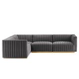 Conjure Channel Tufted Performance Velvet 4-Piece Sectional