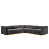 Conjure Channel Tufted Performance Velvet 5-Piece Sectional
