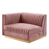 Sanguine Channel Tufted Performance Velvet Modular Sectional Sofa Left-Arm Chair