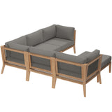 Clearwater Outdoor Patio Teak Wood 6-Piece Sectional Sofa