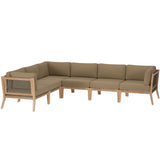 Clearwater Outdoor Patio Teak Wood 6-Piece Sectional Sofa