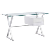 Sector 56" Glass Top Glass Office Desk