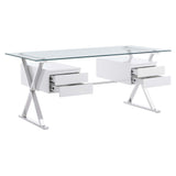 Sector 71" Glass Top Glass Office Desk