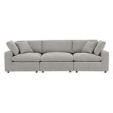 Commix Down Filled Overstuffed Boucle Fabric 3-Seater Sofa