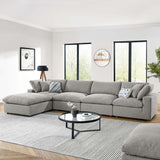 Commix Down Filled Overstuffed Boucle Fabric 5-Piece Sectional Sofa