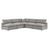 Commix Down Filled Overstuffed Boucle Fabric 5-Piece Sectional Sofa