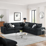 Commix Down Filled Overstuffed Boucle 5-Piece Sectional Sofa