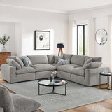 Commix Down Filled Overstuffed Boucle 5-Piece Sectional Sofa