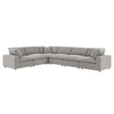 Commix Down Filled Overstuffed Boucle Fabric 6-Piece Sectional Sofa