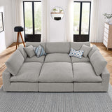 Commix Down Filled Overstuffed Boucle Fabric 6-Piece Sectional Sofa