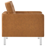 Loft Tufted Vegan Leather Armchair and Ottoman Set