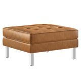 Loft Tufted Vegan Leather Armchair and Ottoman Set