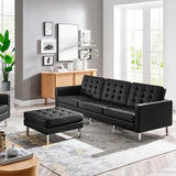 Loft Tufted Vegan Leather Sofa and Ottoman Set