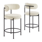 Albie Boucle Fabric Counter Stools - Set of 2