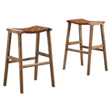 Saoirse Faux Leather Wood Bar Stool - Set of 2