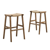 Saoirse Woven Rope Wood Bar Stool - Set of 2