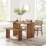 Amistad 60" Wood Dining Table and Bench Set