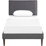 Amaris Twin Fabric Platform Bed with Squared Tapered Legs