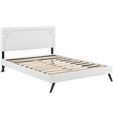 Ruthie Full Vinyl Platform Bed with Round Splayed Legs