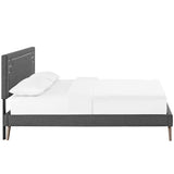 Ruthie Queen Fabric Platform Bed with Round Splayed Legs