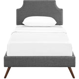 Corene Twin Fabric Platform Bed with Round Splayed Legs