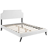 Corene Full Vinyl Platform Bed with Round Splayed Legs