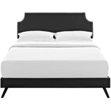 Corene Queen Vinyl Platform Bed with Round Splayed Legs