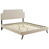 Corene Queen Fabric Platform Bed with Round Splayed Legs