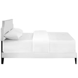 Corene Queen Vinyl Platform Bed with Squared Tapered Legs