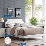 Corene Queen Vinyl Platform Bed with Squared Tapered Legs