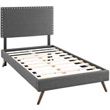 Macie Twin Fabric Platform Bed with Round Splayed Legs