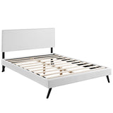 Macie Full Vinyl Platform Bed with Round Splayed Legs