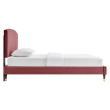 Alessi Performance Velvet Queen Platform Bed