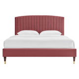 Alessi Performance Velvet Queen Platform Bed