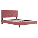 Roxanne Performance Velvet Queen Platform Bed