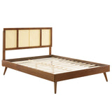 Kelsea Cane and Wood King Platform Bed With Splayed Legs