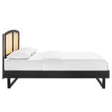 Sierra Cane and Wood Full Platform Bed With Angular Legs