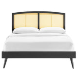 Sierra Cane and Wood King Platform Bed With Splayed Legs