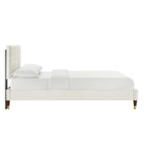 Leah Chevron Tufted Performance Velvet Queen Platform Bed