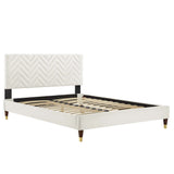 Leah Chevron Tufted Performance Velvet Queen Platform Bed