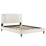 Zahra Channel Tufted Performance Velvet Queen Platform Bed